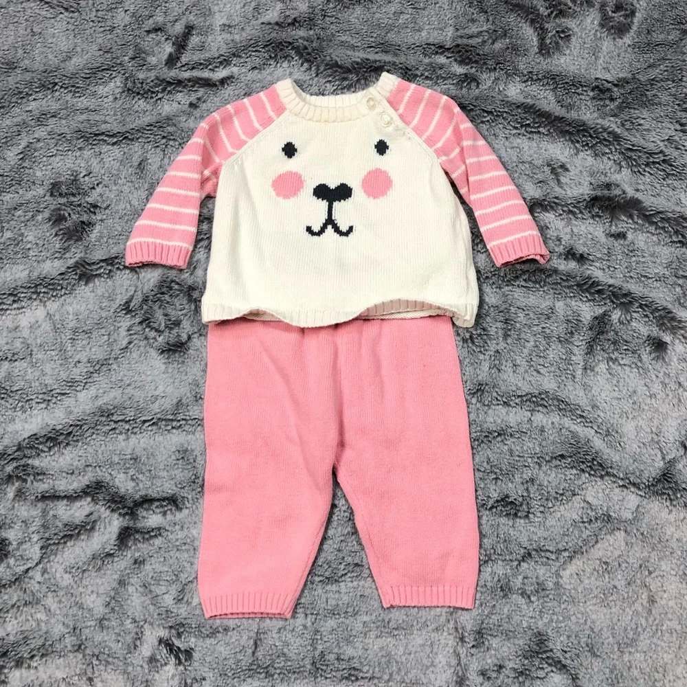 Cherokee Pink Bear Sweater Outfit size 3 months - Picture 5 of 11